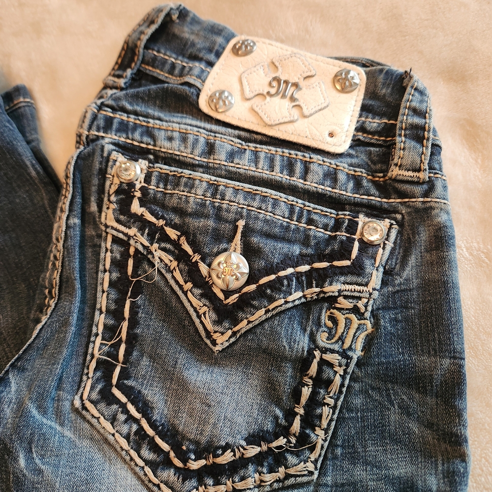 Miss Me Blue Boot Cut Jeans with Embellished Pockets